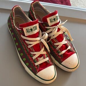 All Star Red and Green Polka Dot Sneakers.  Christmas colors